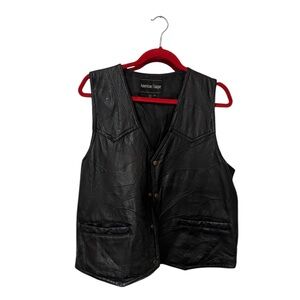 American Upper Black Leather Vest